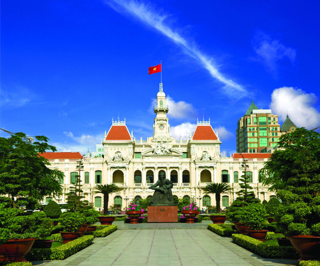 colonial architecture indochina saigon vietnam town hall people's committee headquarter's
